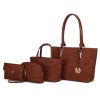 MKF Collection Edelyn Vegan Leather Women's Tote Bag, Small Tote Handbag, Pouch Purse & Wristlet Wallet Bag 4 pcs set by Mia K - Rose Pink