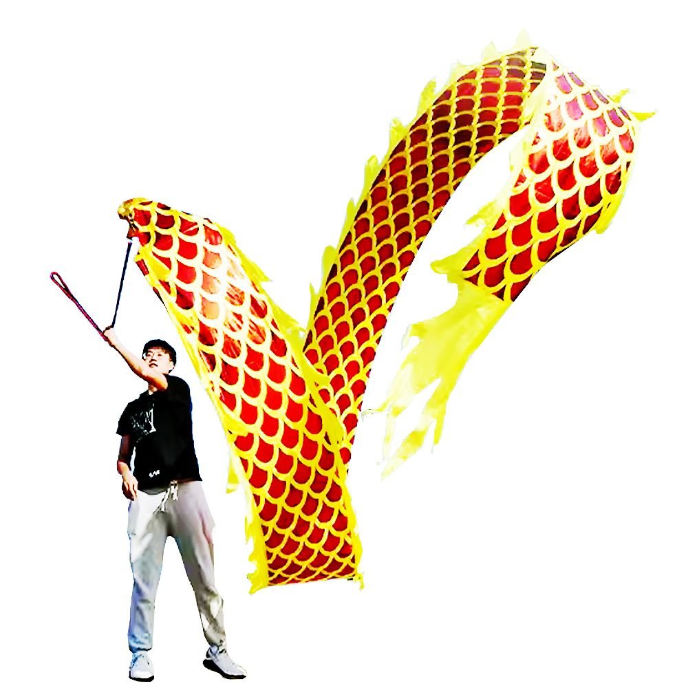 DSJUGGLING 3D Dragon Poi with 340g Weighted Ball & 1.1 Meters Swing Rope - Silk Flowy Shaking & Flinging Chinese Golden Dragon Ribbon Streamer + Trave DSJUGGLING 3D Dragon Poi with 340g Weighted Ball & 1.1 Meters Swing Rope - Silk Flowy Shaking & Flinging Chinese Golden Dragon Ribbon Streamer + Trave